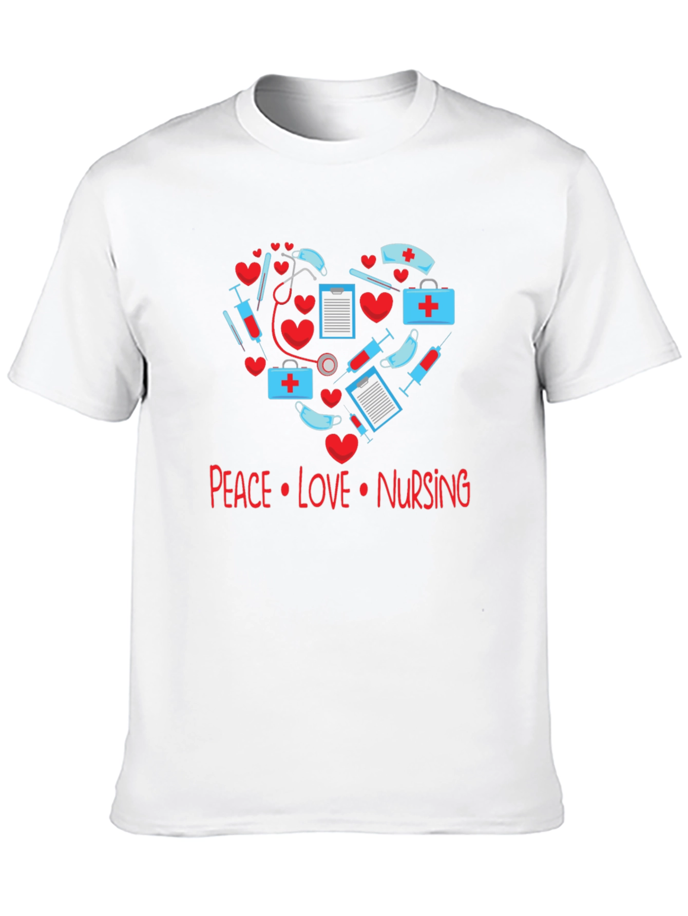 Peace Love Nursing T-Shirt - Medical Heart Design