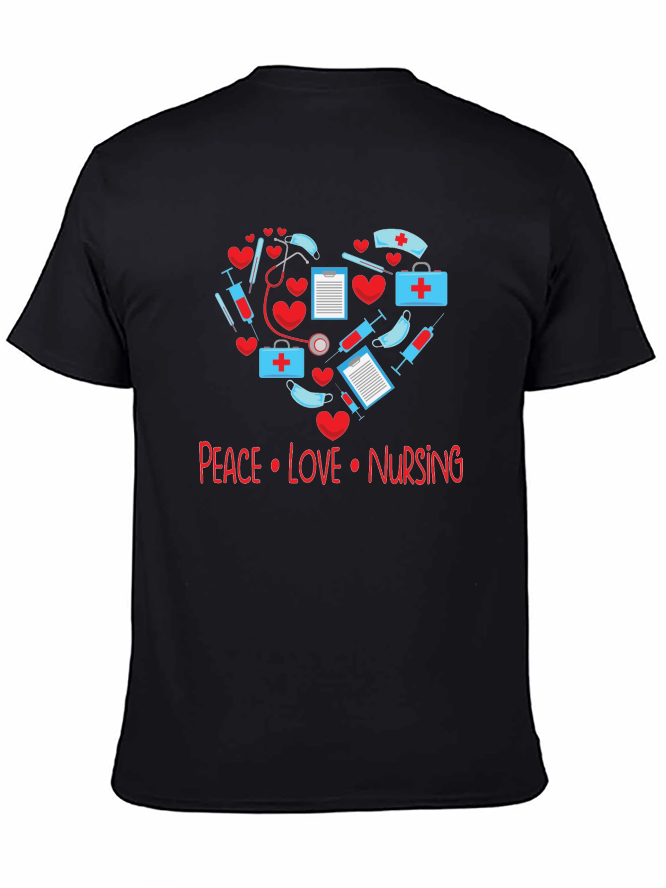 Peace Love Nursing T-Shirt - Medical Heart Design