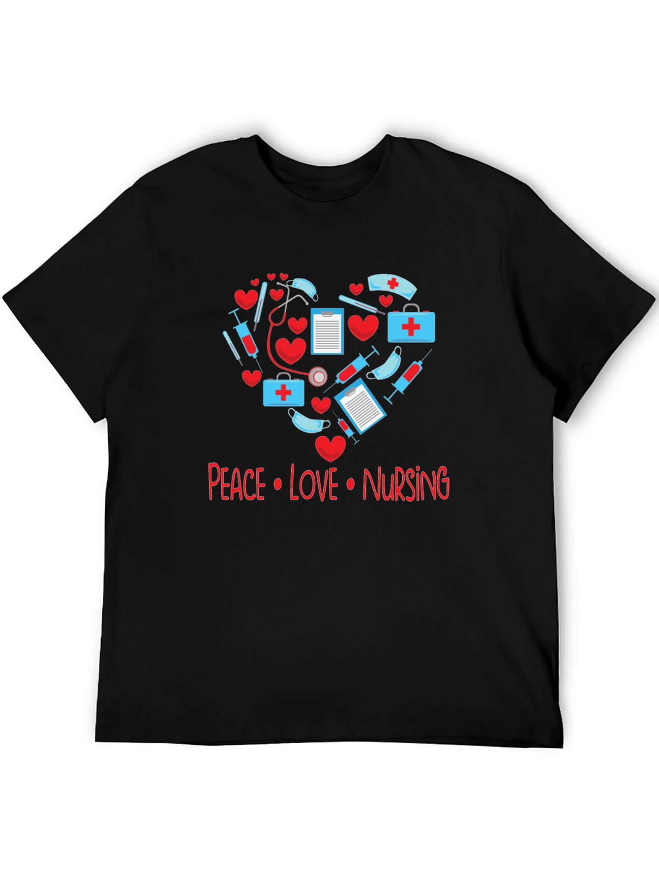 Peace Love Nursing T-Shirt - Medical Heart Design