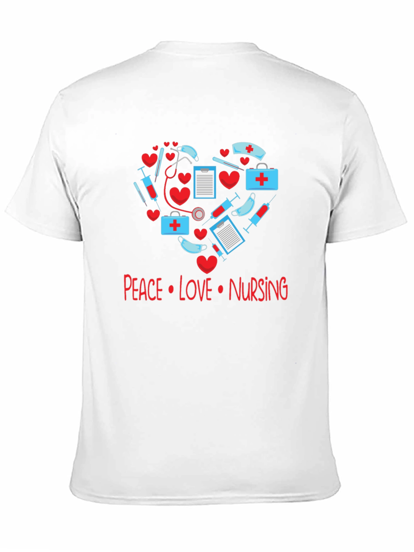 Peace Love Nursing T-Shirt - Medical Heart Design