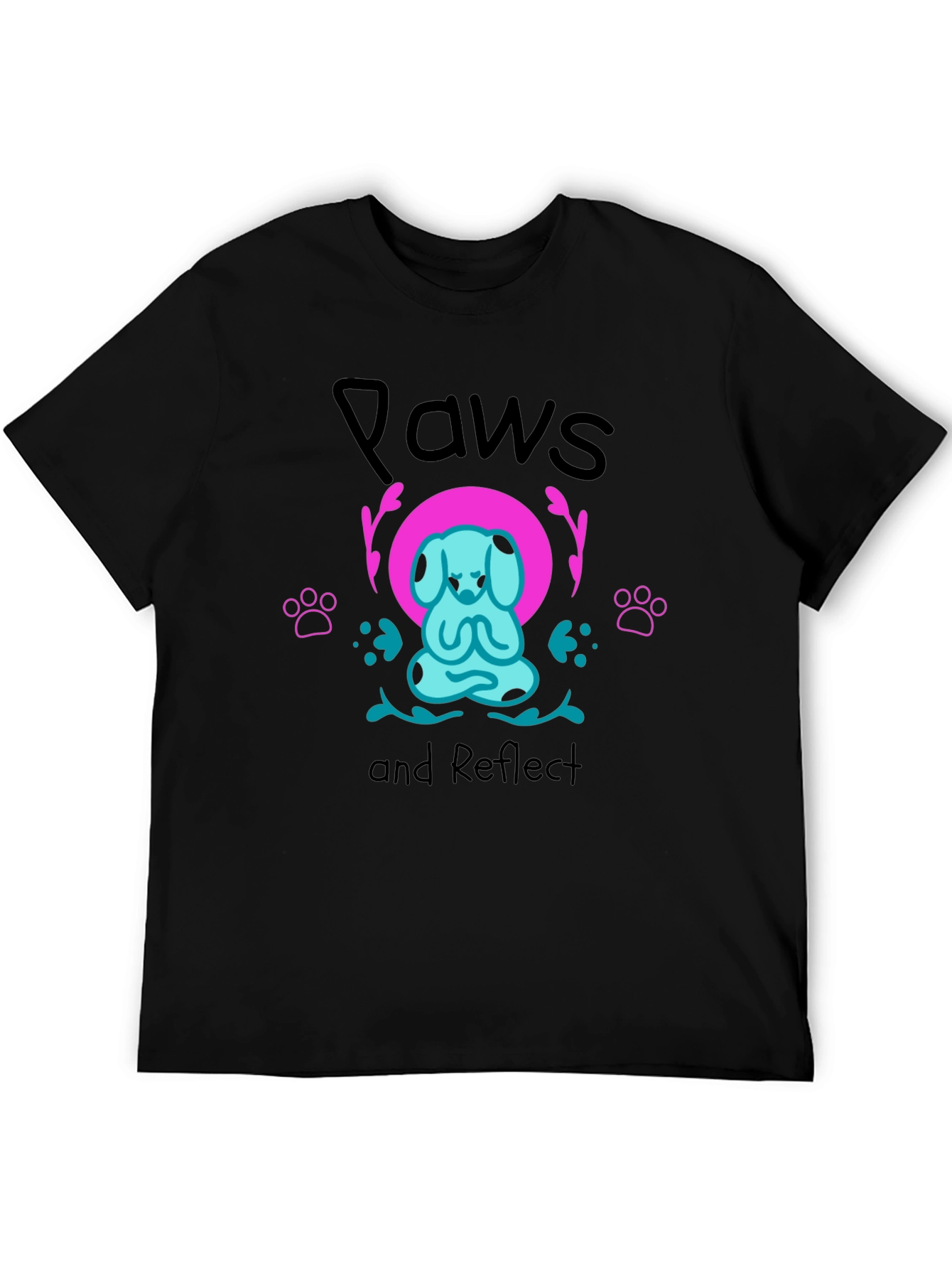 Paws and Reflect Yoga Dog Graphic Tee - Black