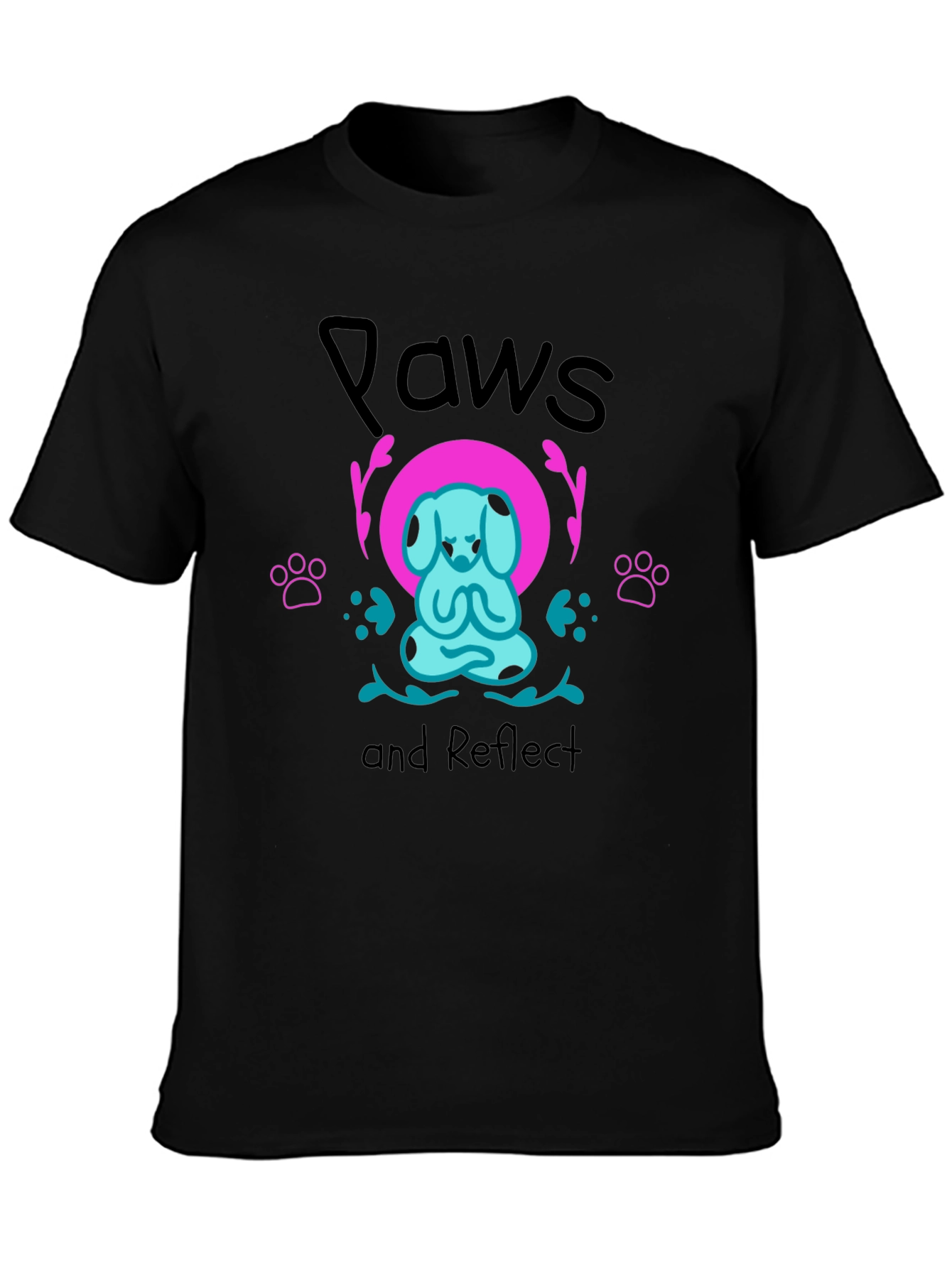 Paws and Reflect Yoga Dog Graphic Tee - Black