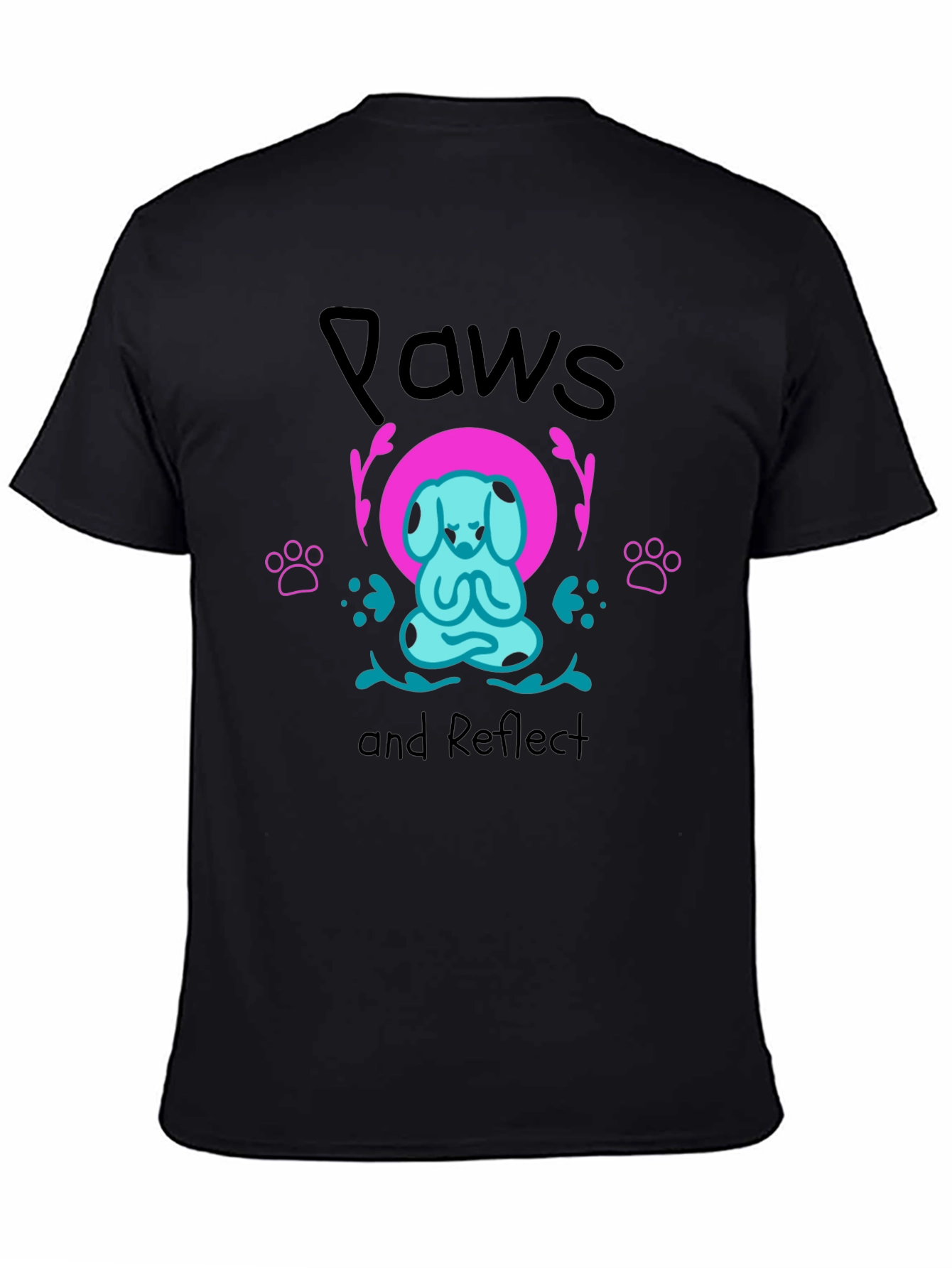 Paws and Reflect Yoga Dog Graphic Tee - Black