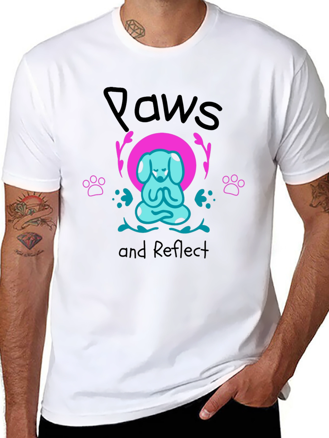 Paws and Reflect Yoga Dog Graphic Tee - Black