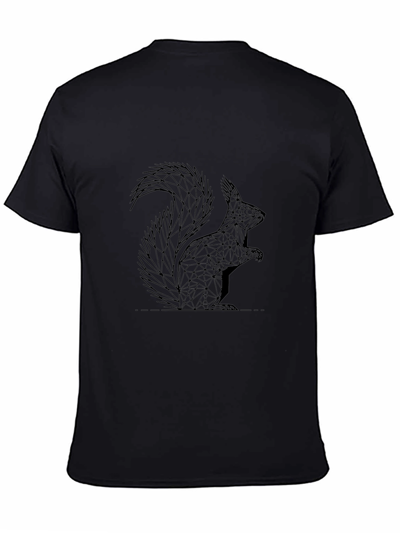 Geometric Squirrel Graphic Black T-Shirt