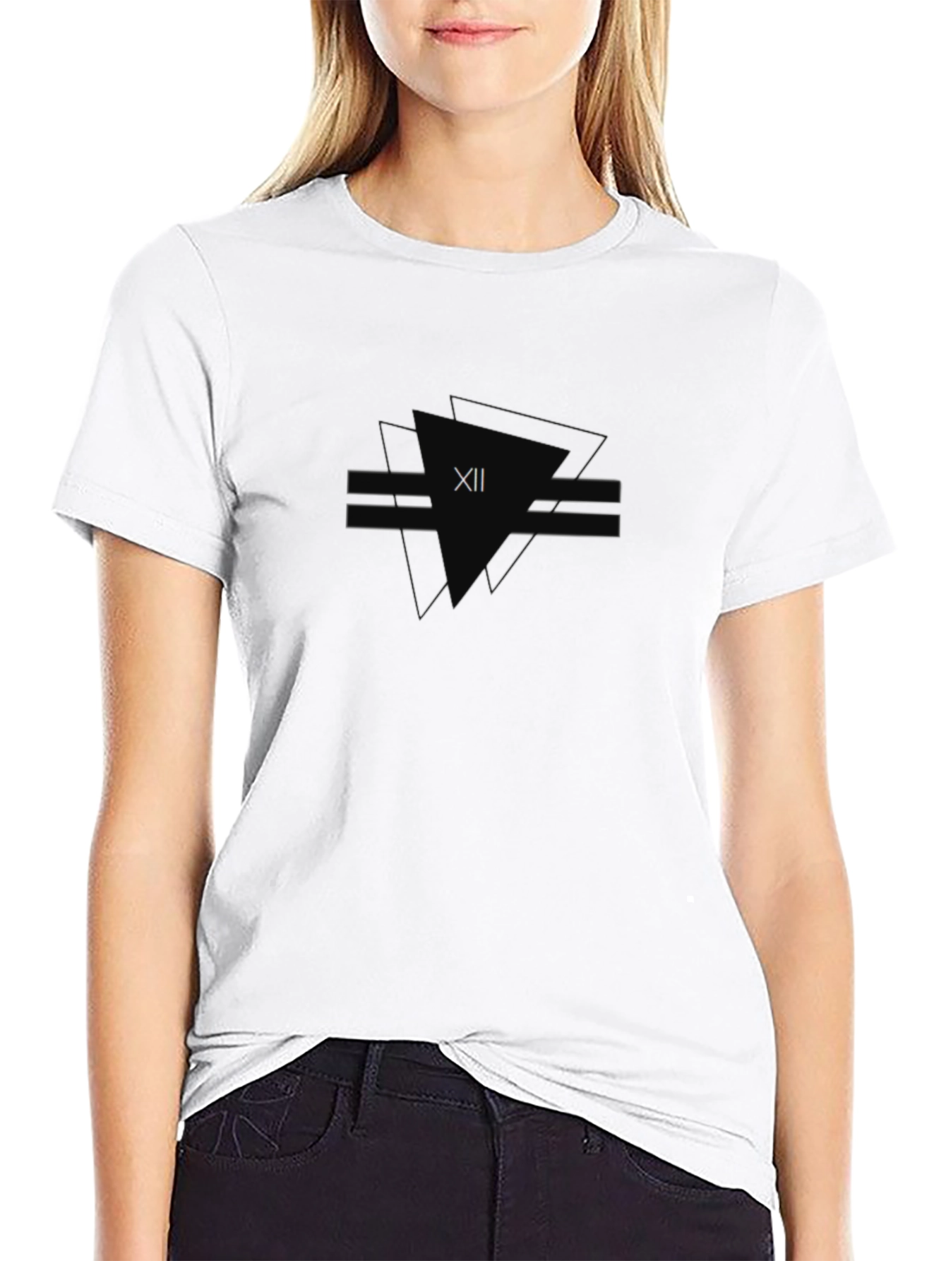 Modern Geometric XII Graphic Black T-Shirt