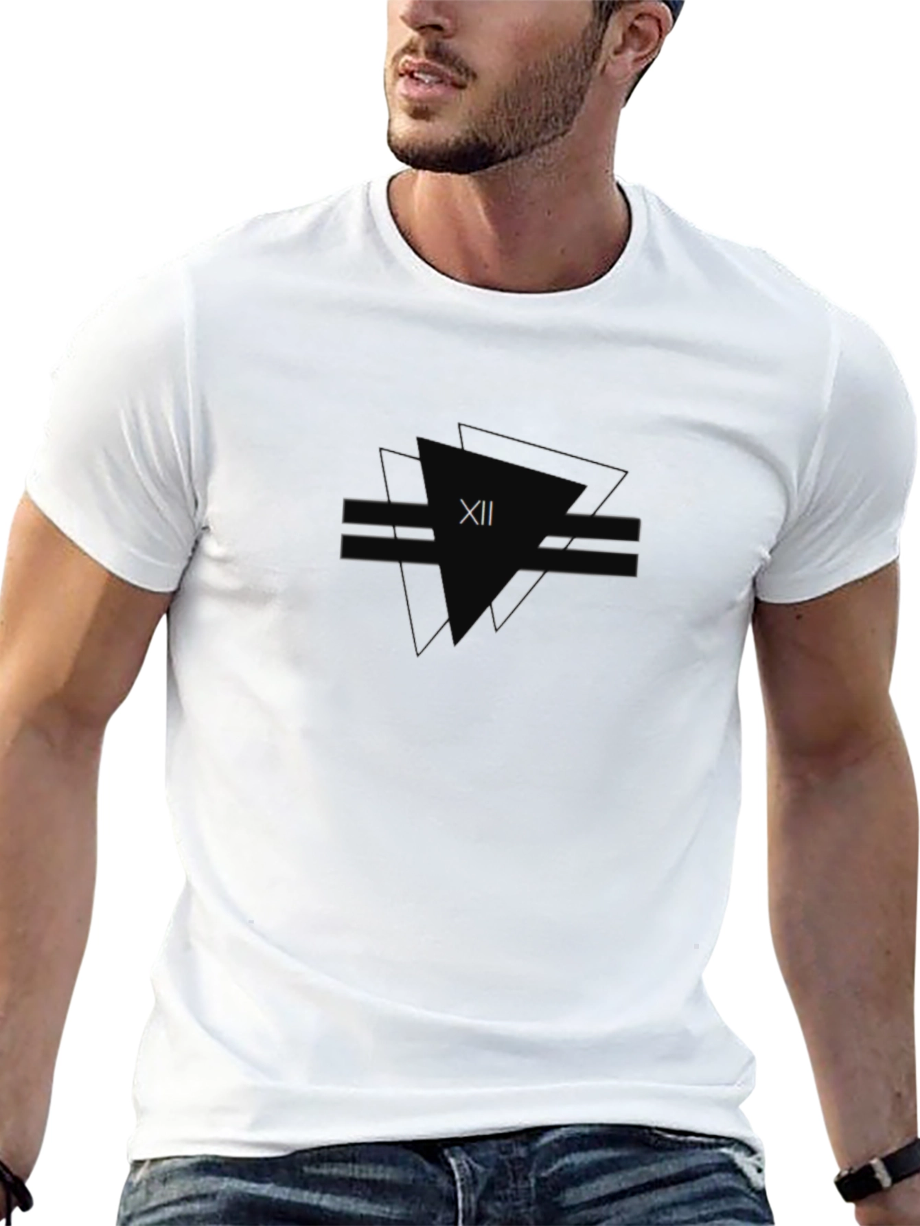 Modern Geometric XII Graphic Black T-Shirt
