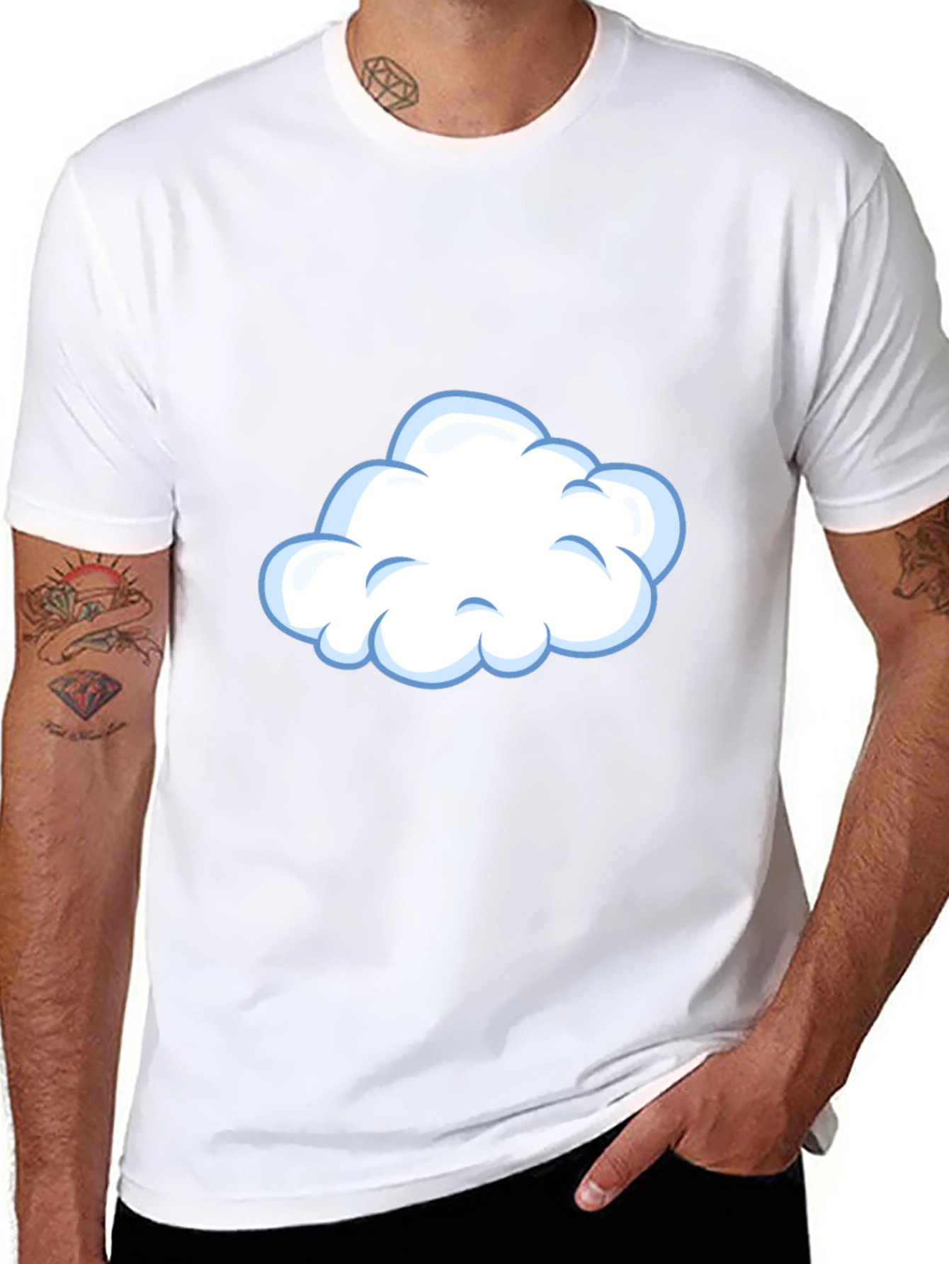 Cloud Graphic Tee - Casual Black T-Shirt