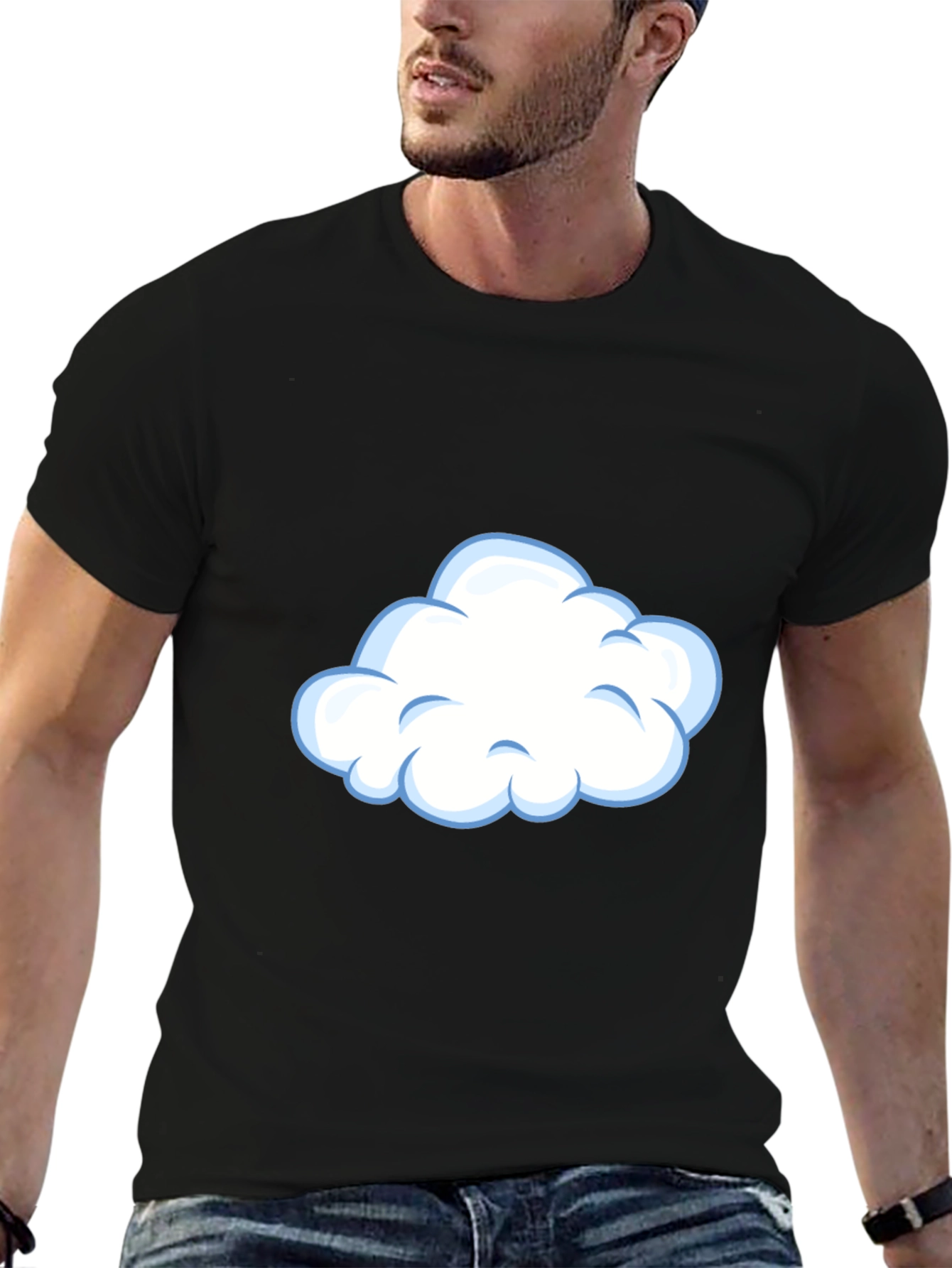 Cloud Graphic Tee - Casual Black T-Shirt