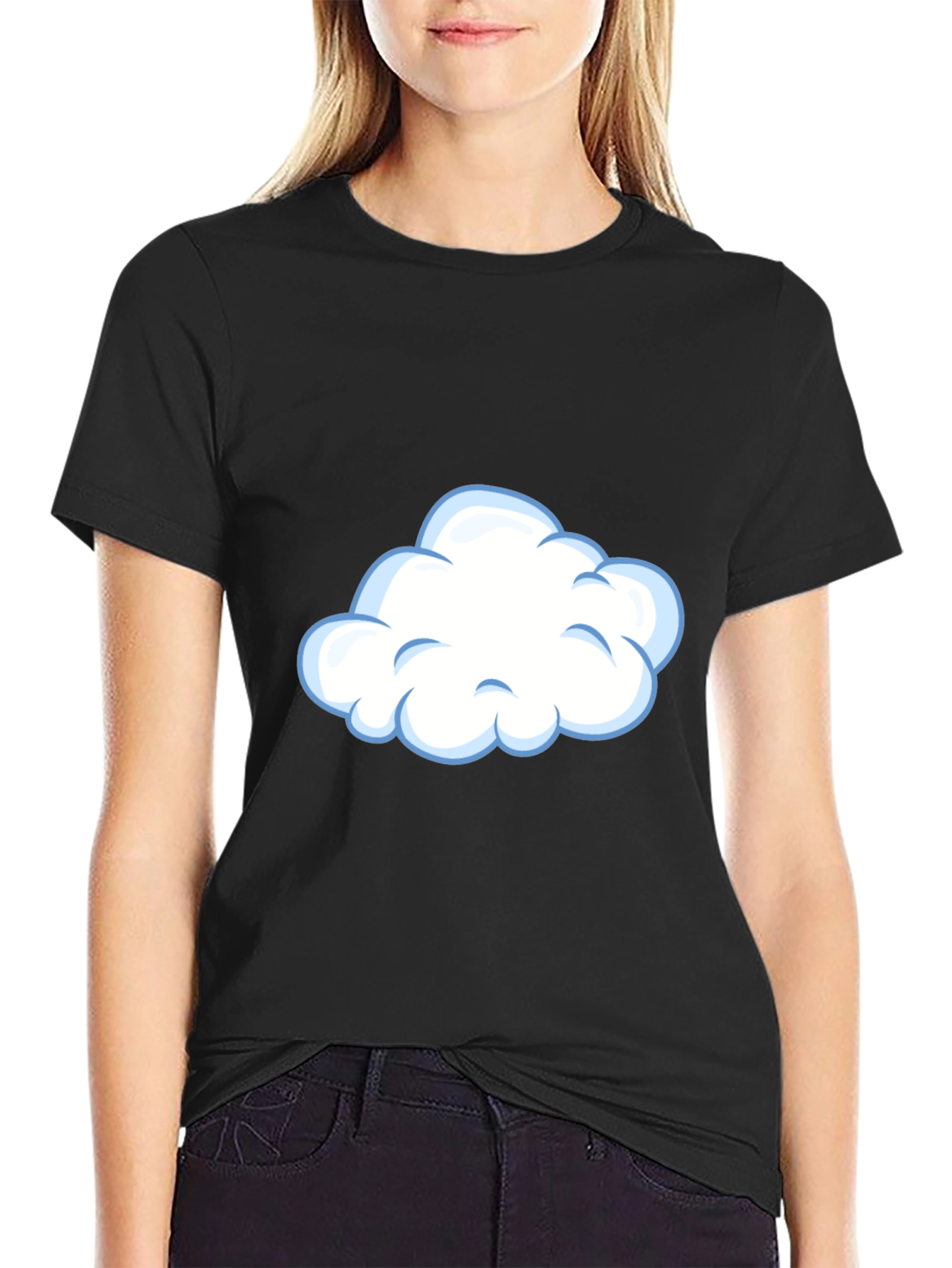 Cloud Graphic Tee - Casual Black T-Shirt