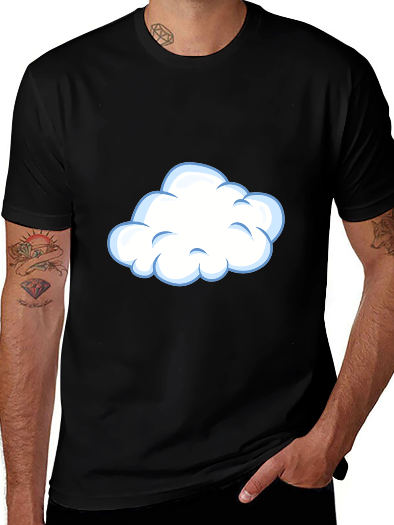 Cloud Graphic Tee - Casual Black T-Shirt
