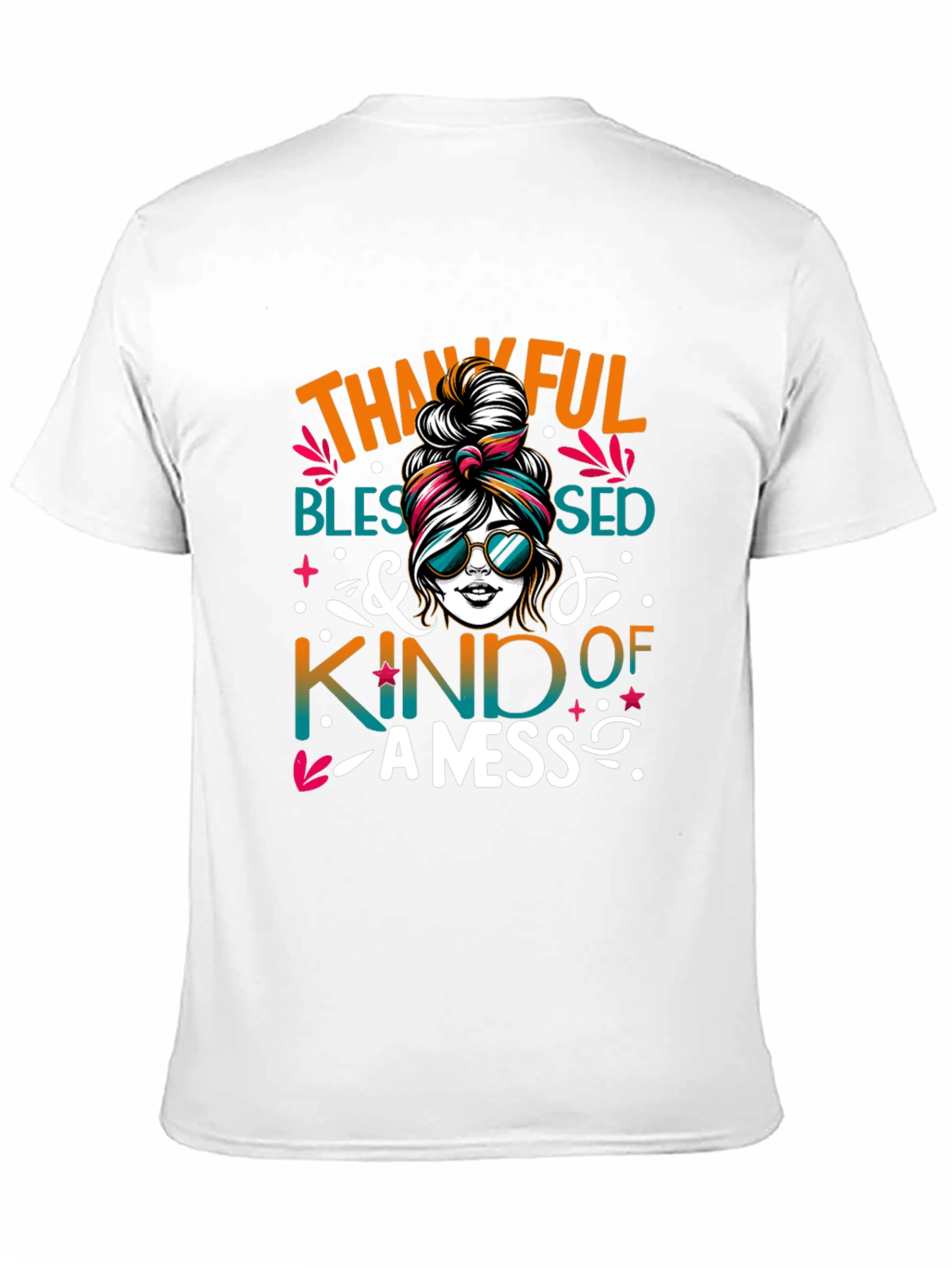 Thankful Blessed Messy Bun T-Shirt
