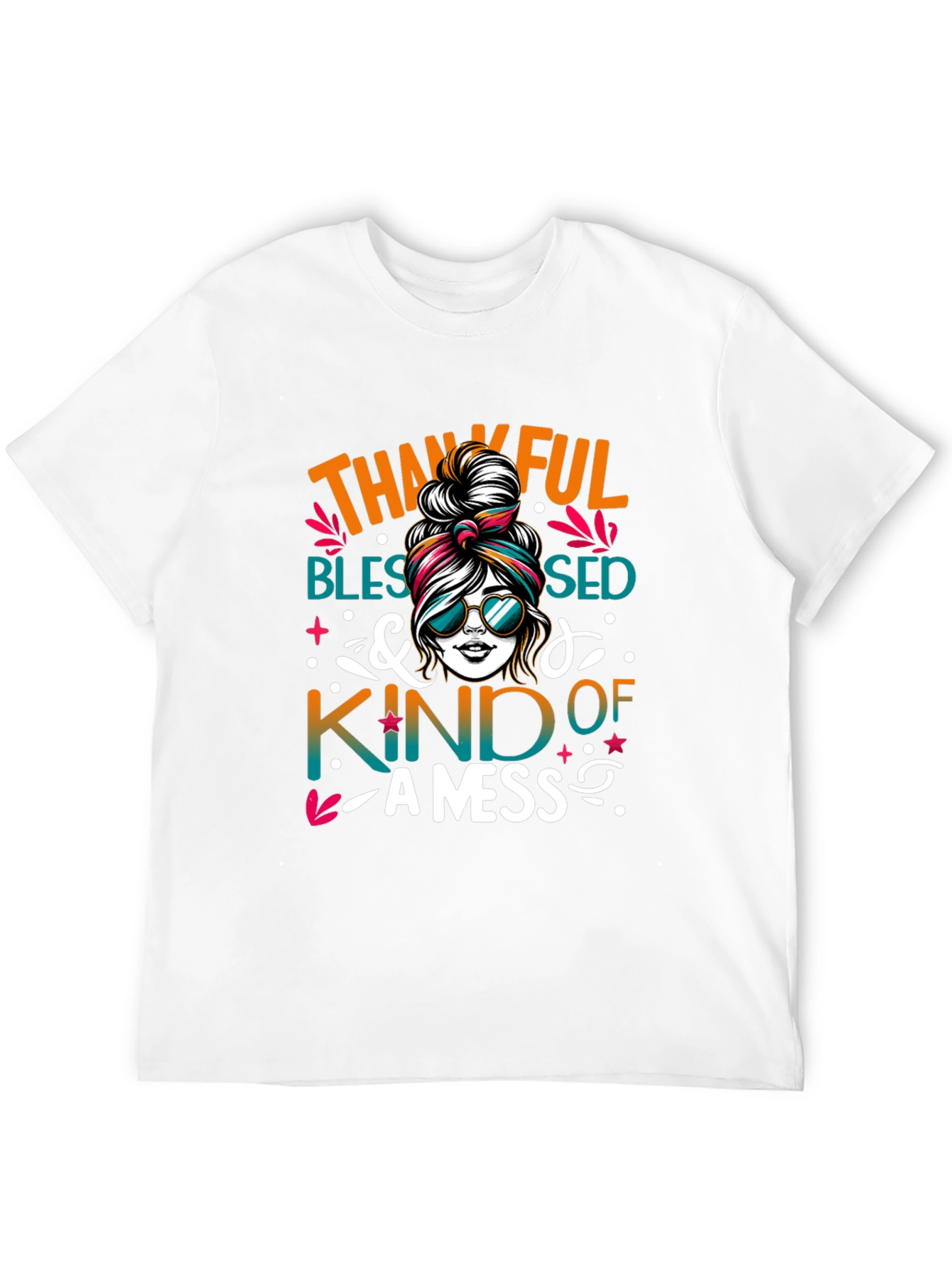 Thankful Blessed Messy Bun T-Shirt