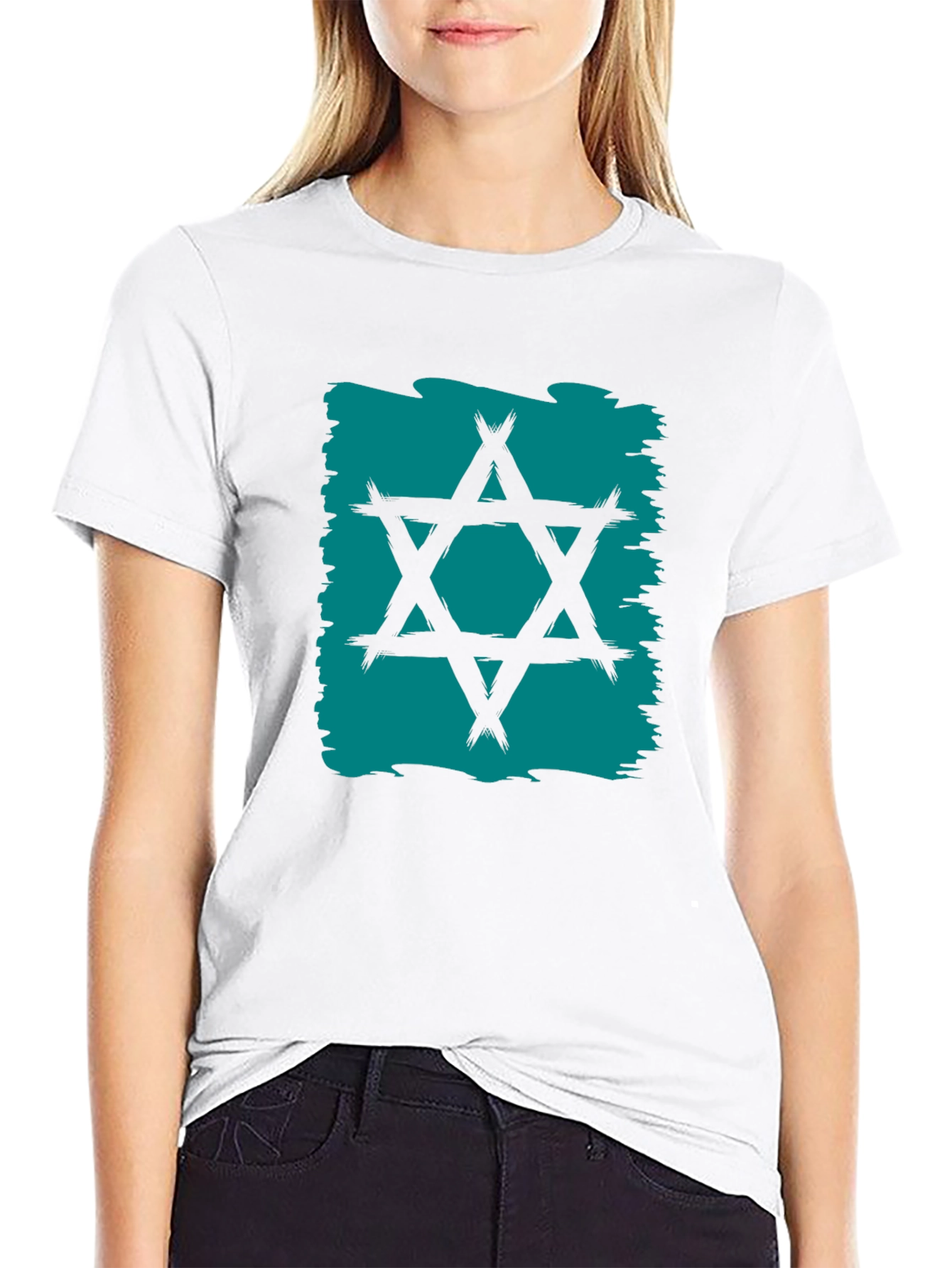 Star of David Graphic Tee - Brush Stroke Design