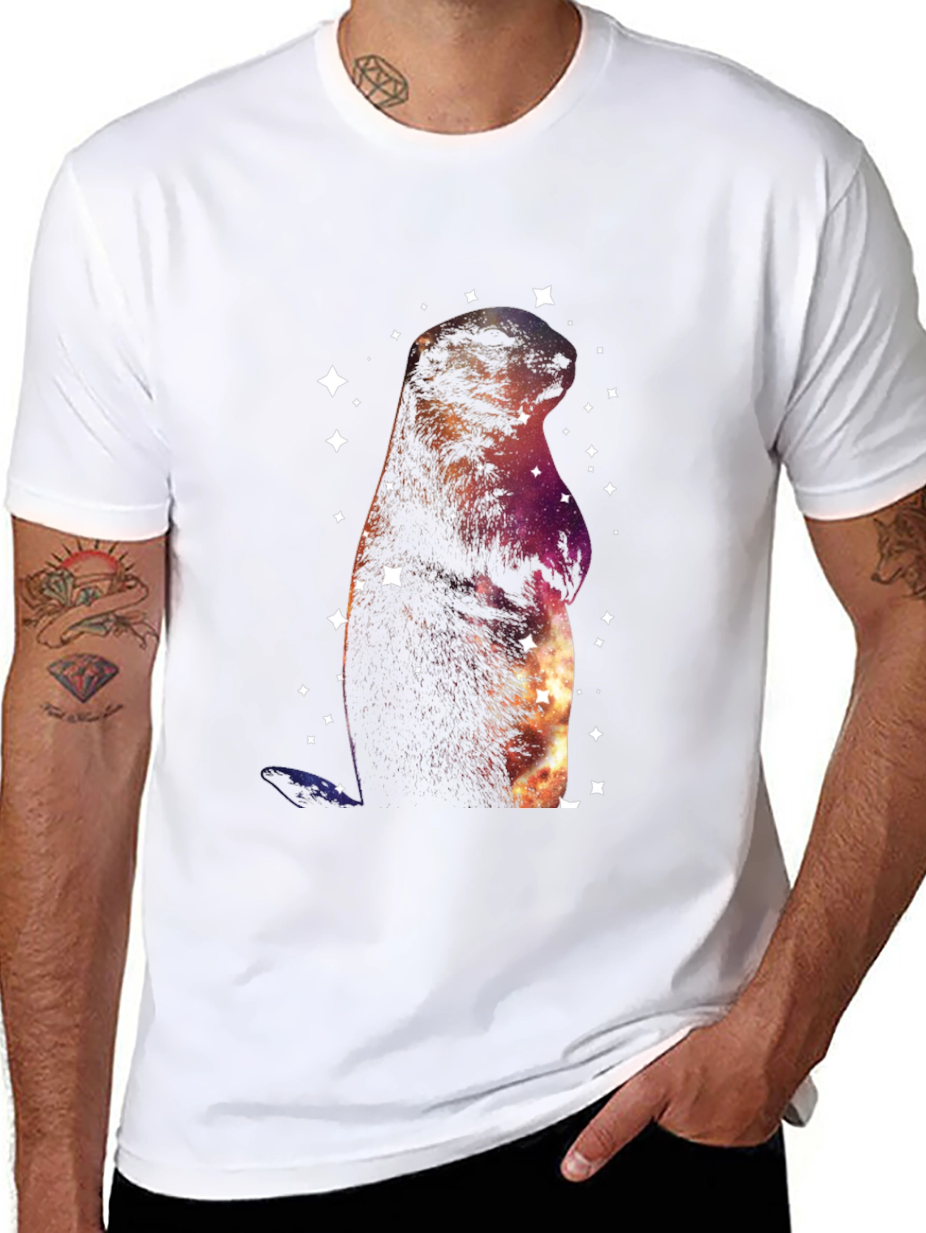 Cosmic Groundhog T-Shirt - Galaxy Space Marmot Tee