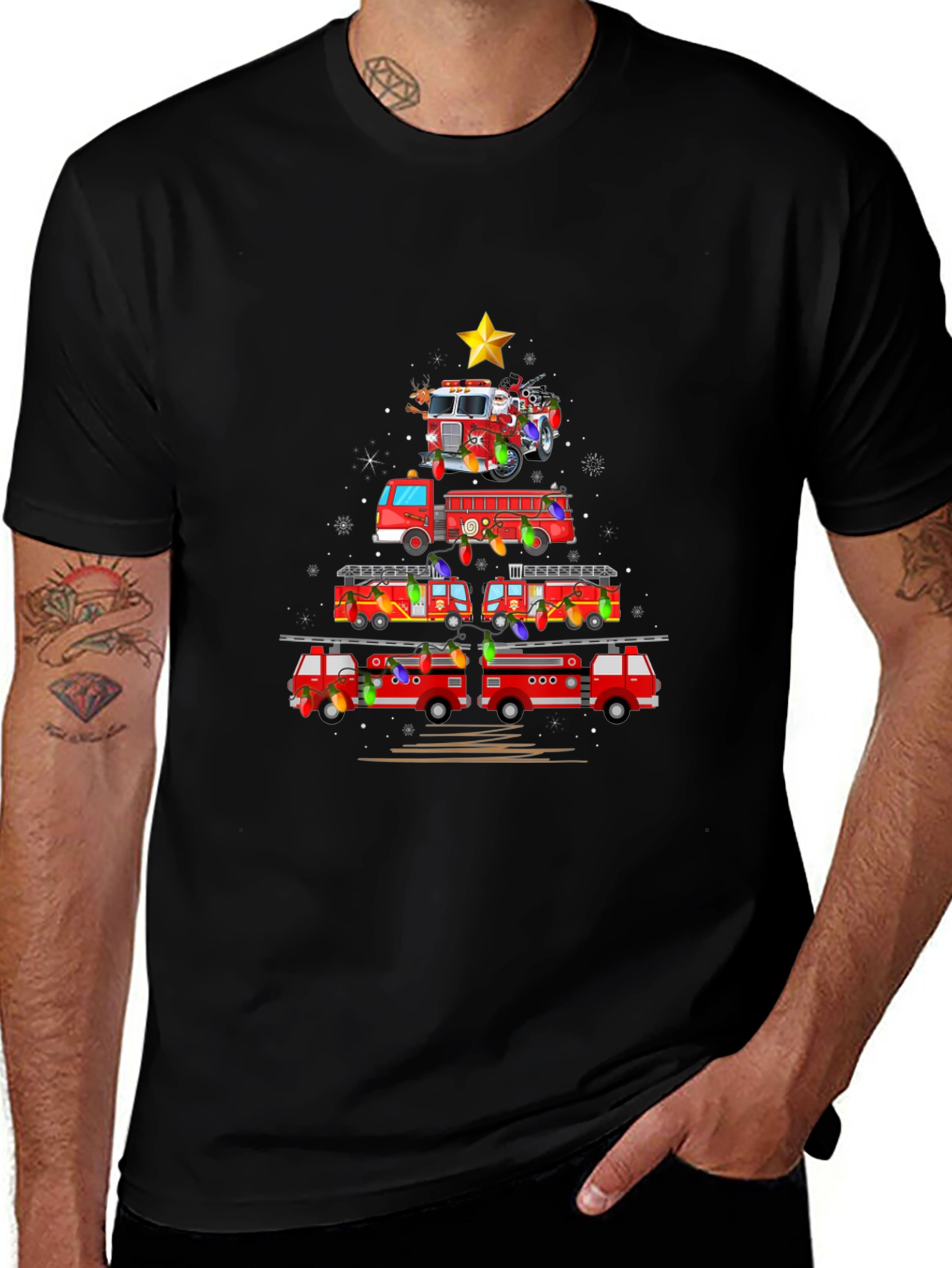 Fire Truck Christmas Tree T-Shirt