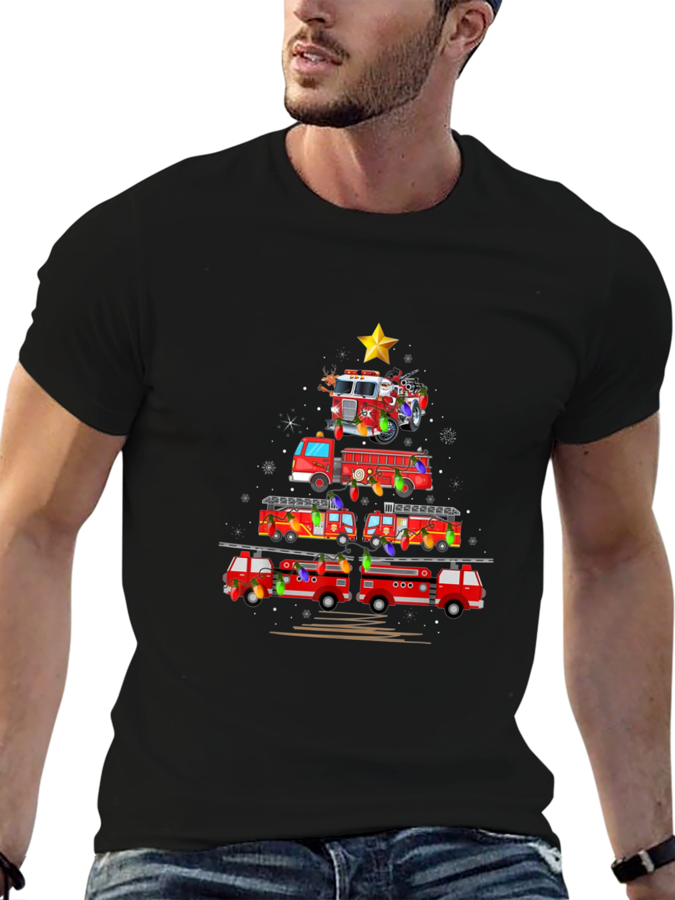 Fire Truck Christmas Tree T-Shirt