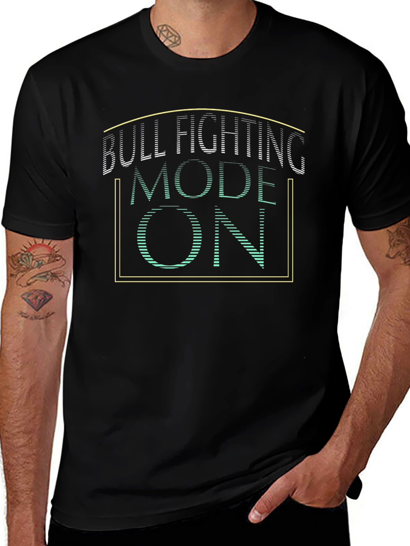 Bull Fighting Mode On Graphic Tee - Black