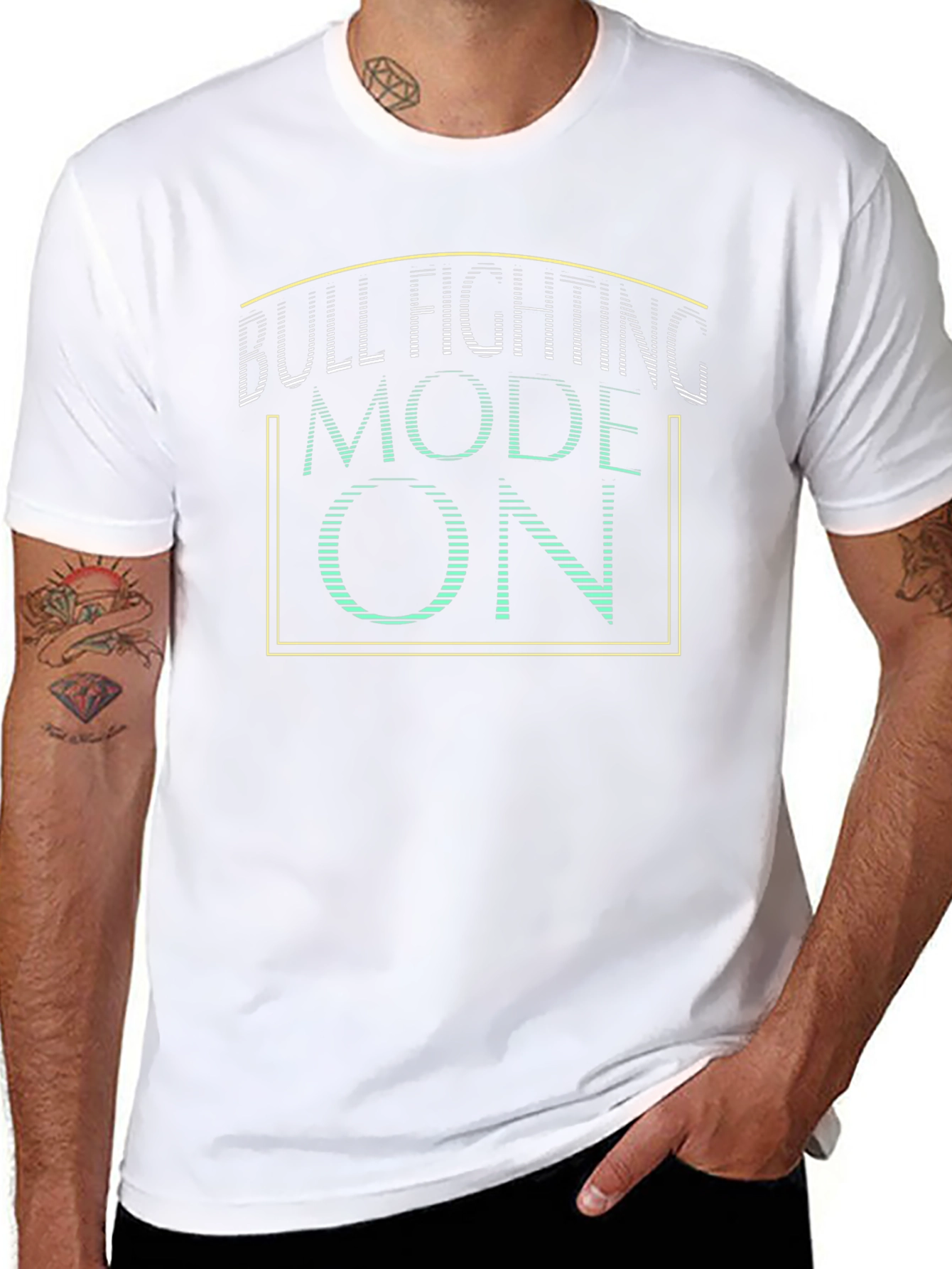 Bull Fighting Mode On Graphic Tee - Black