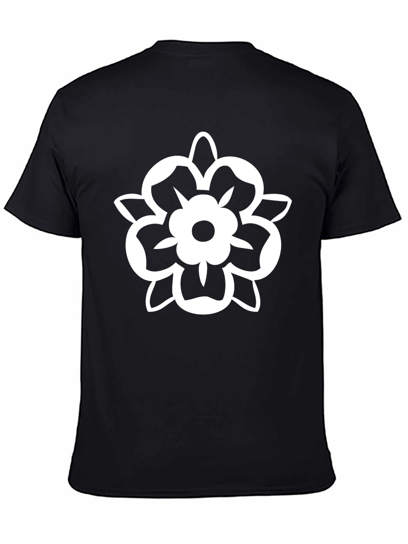 Black Tee with White Floral Graphic