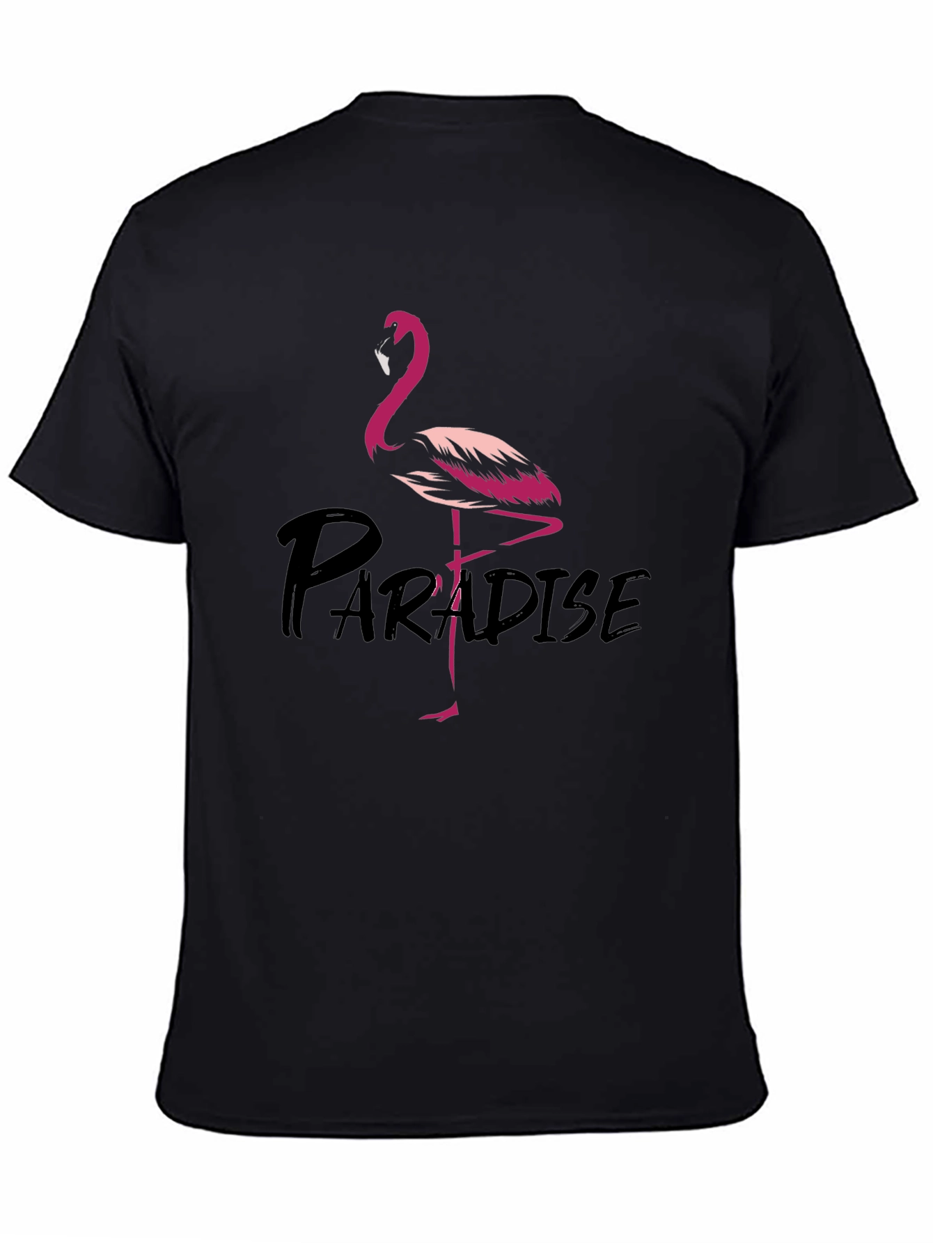 Flamingo Paradise Graphic Tee - Black Cotton T-Shirt