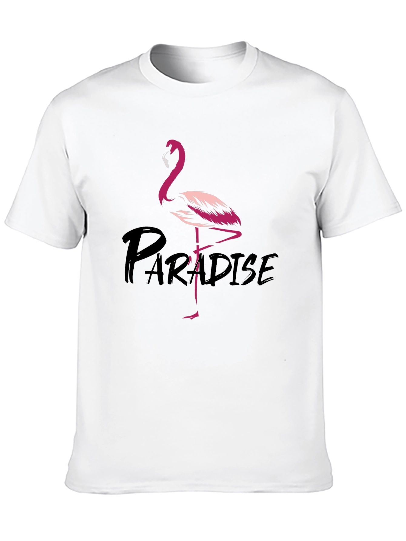 Flamingo Paradise Graphic Tee - Black Cotton T-Shirt