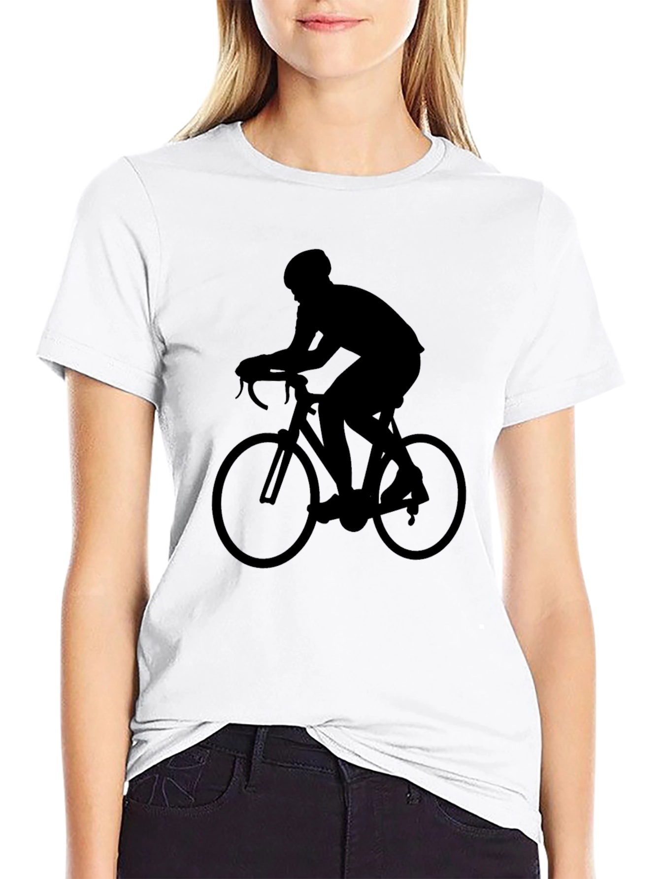 Cyclist Silhouette Graphic Tee - Black