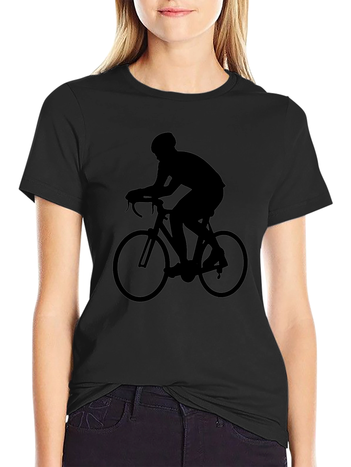 Cyclist Silhouette Graphic Tee - Black