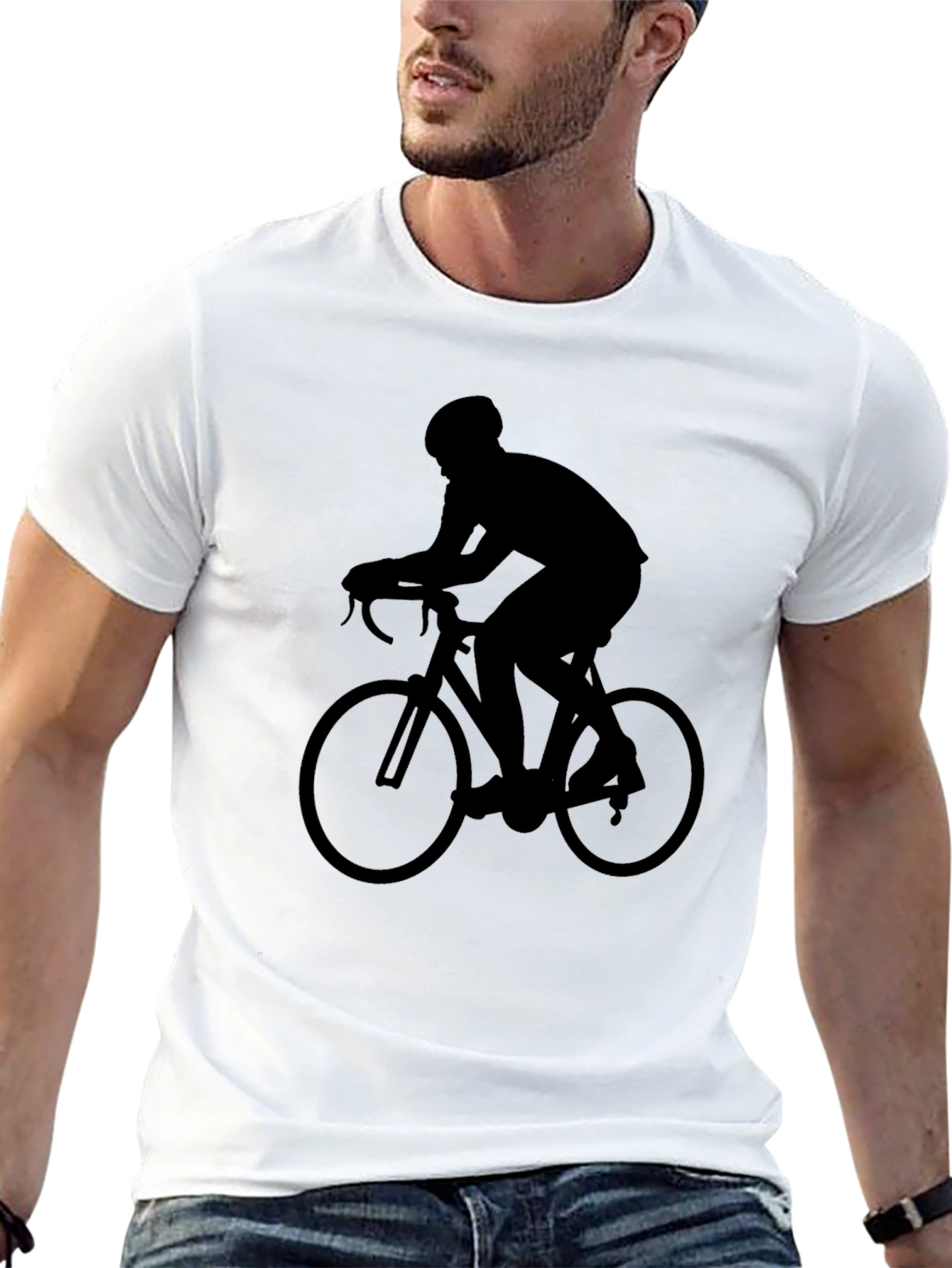 Cyclist Silhouette Graphic Tee - Black