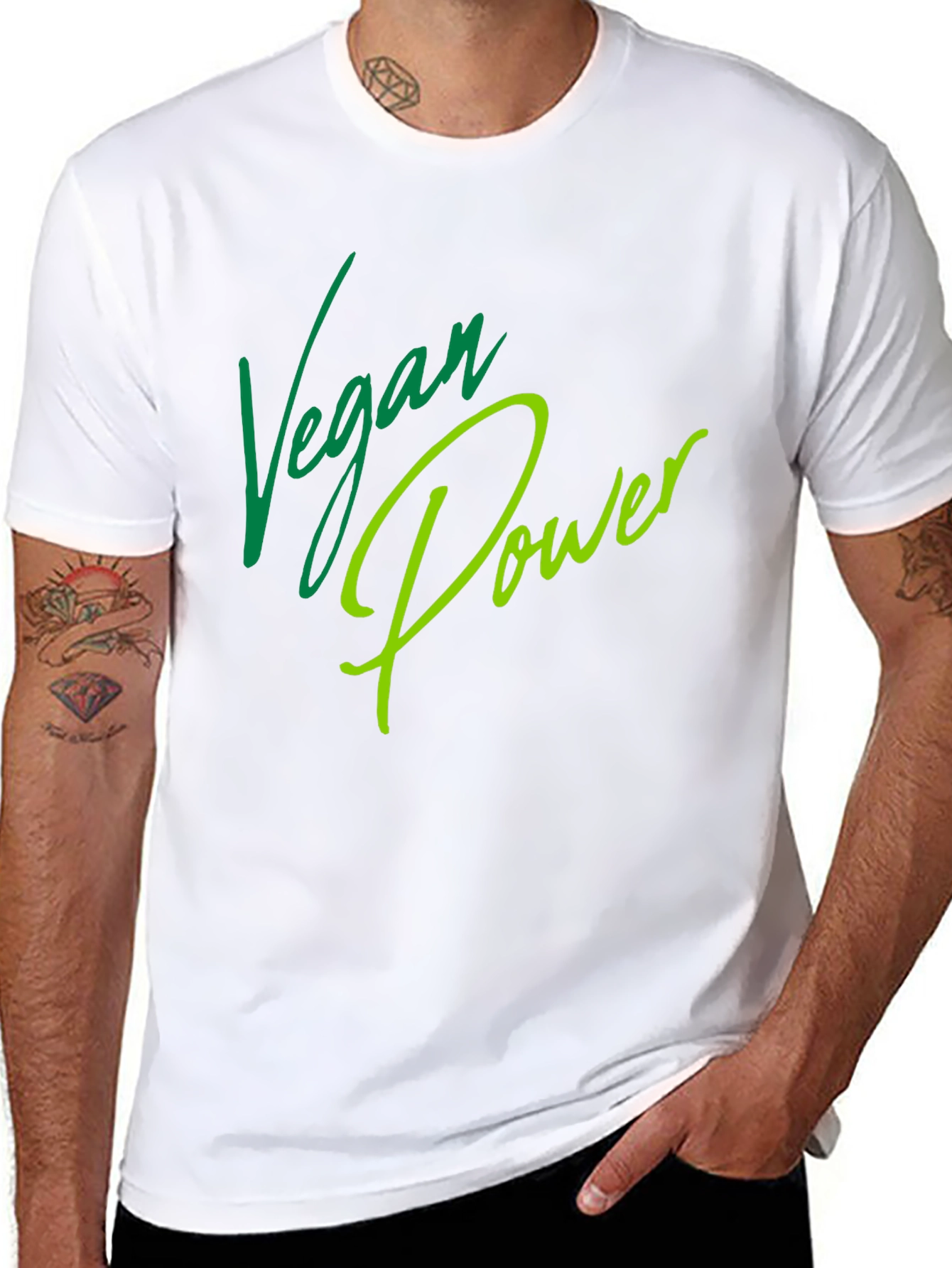 Vegan Power T-Shirt - Green Lettering on Black