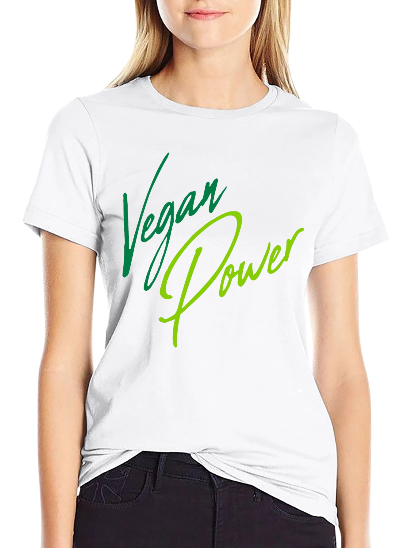 Vegan Power T-Shirt - Green Lettering on Black
