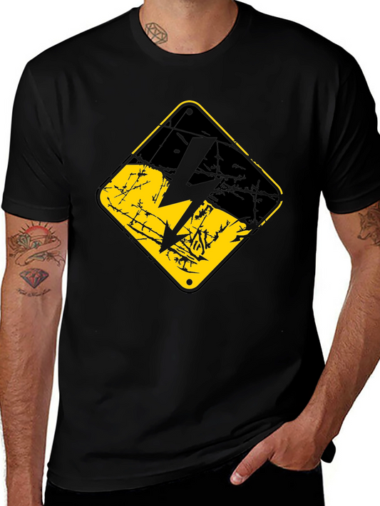 High Voltage Graphic Tee - Distressed Lightning Bolt Shirt