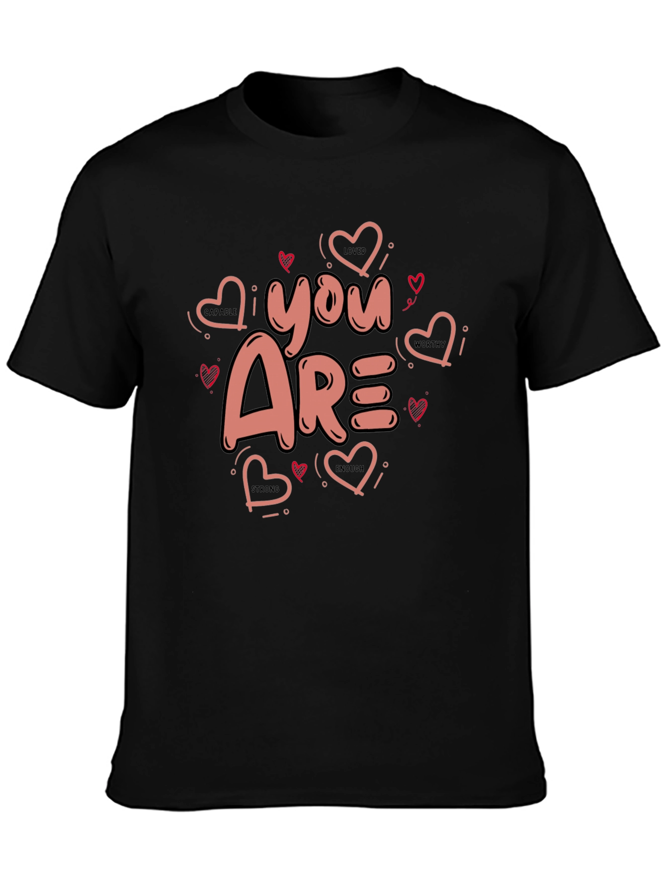 You Are Loved Valentines Black Graphic Tee