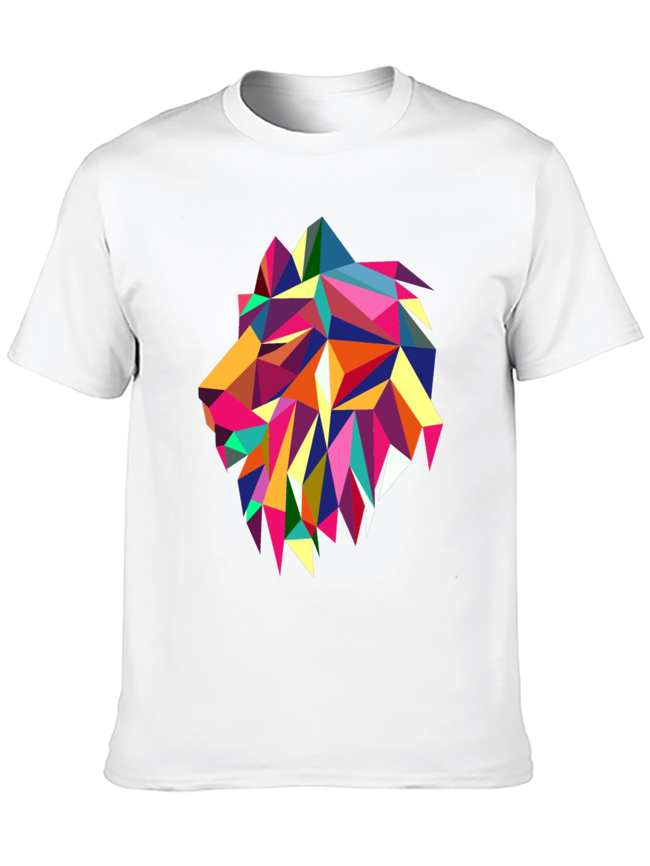 Geometric Lion Graphic Print Black T-Shirt