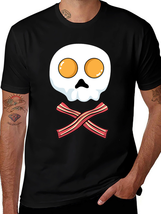 Breakfast Skull T-Shirt - Bacon and Eggs Pirate Tee