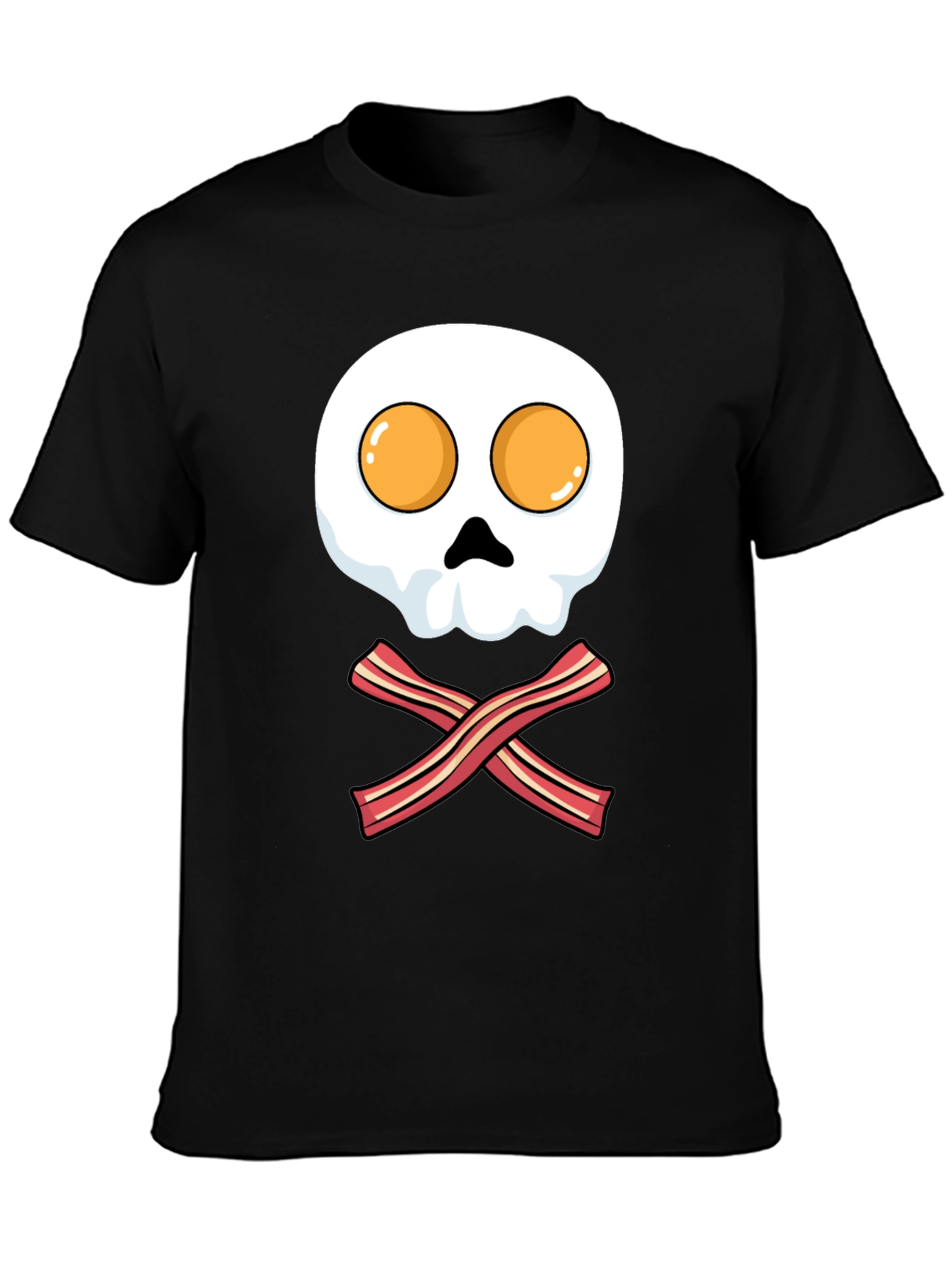 Breakfast Skull T-Shirt - Bacon and Eggs Pirate Tee