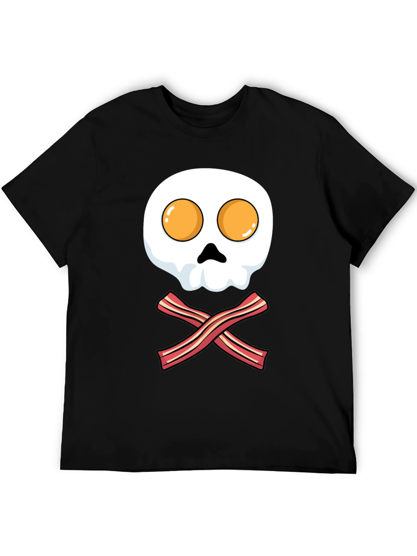 Breakfast Skull T-Shirt - Bacon and Eggs Pirate Tee