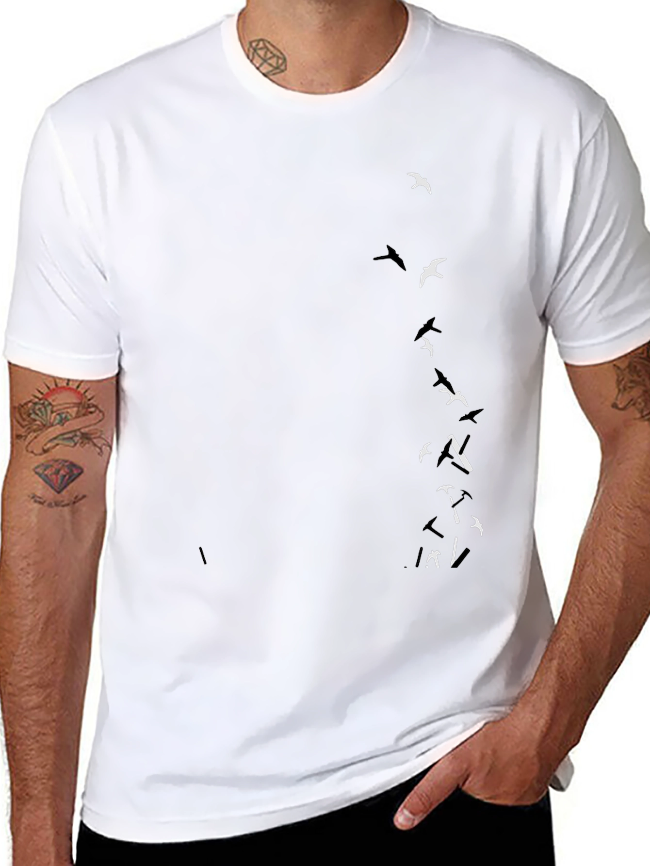 Black T-Shirt with Bird Graphic