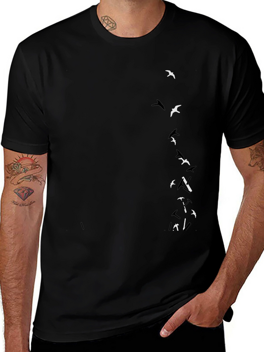 Black T-Shirt with Bird Graphic