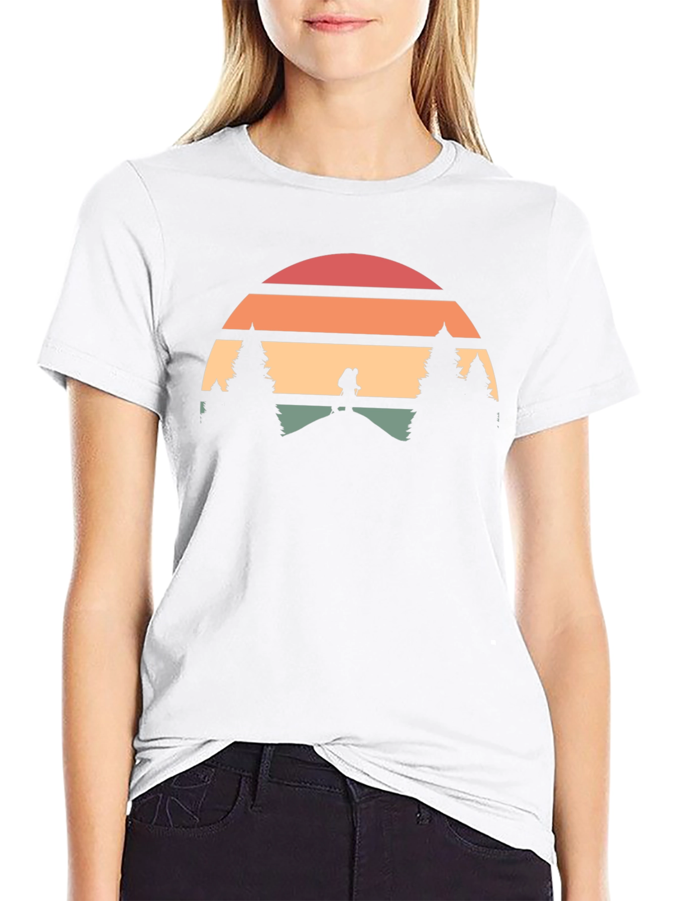 Retro Hiker Sunset Graphic Tee - Adventure Shirt