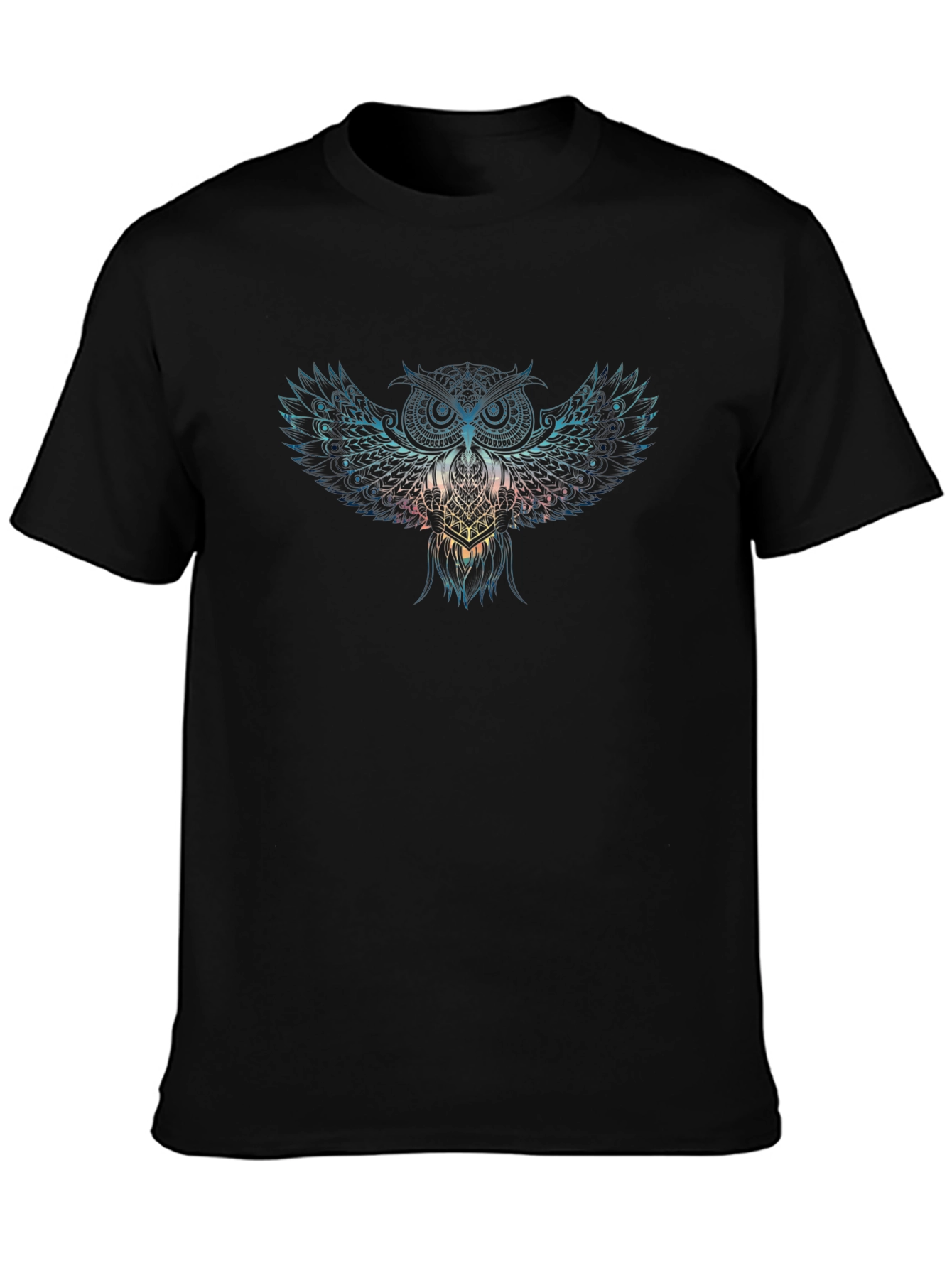 Mens Black Owl Graphic Print T-Shirt