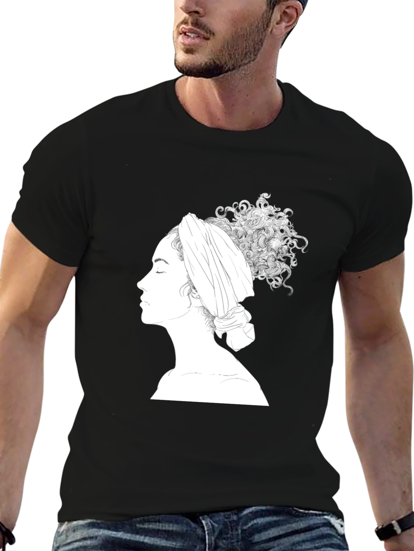 Elegant Woman Graphic Tee - Artistic Black T-Shirt