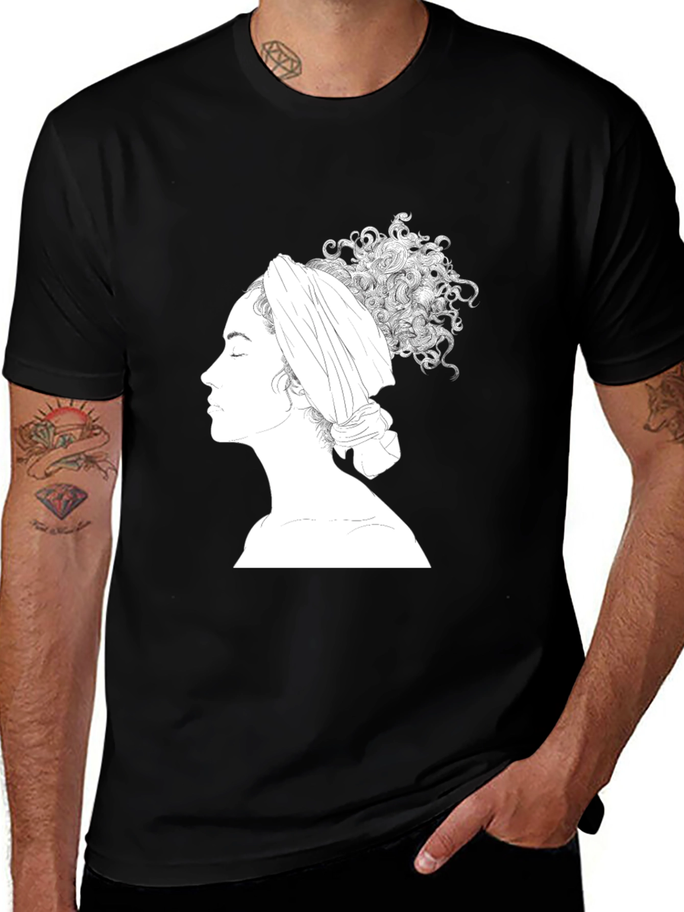 Elegant Woman Graphic Tee - Artistic Black T-Shirt