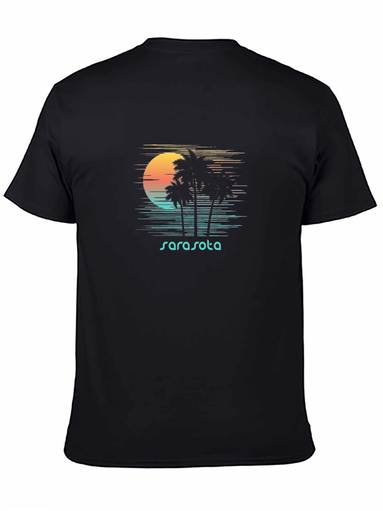 Sarasota Palm Tree Sunset Black T-Shirt