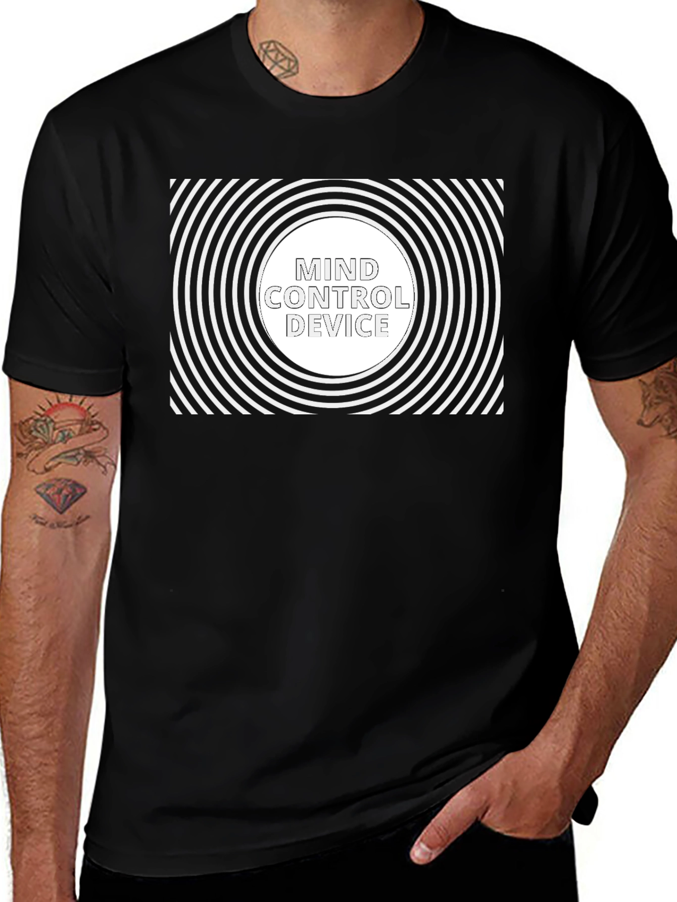 Mind Control Device Graphic T-Shirt - Hypnotic Design