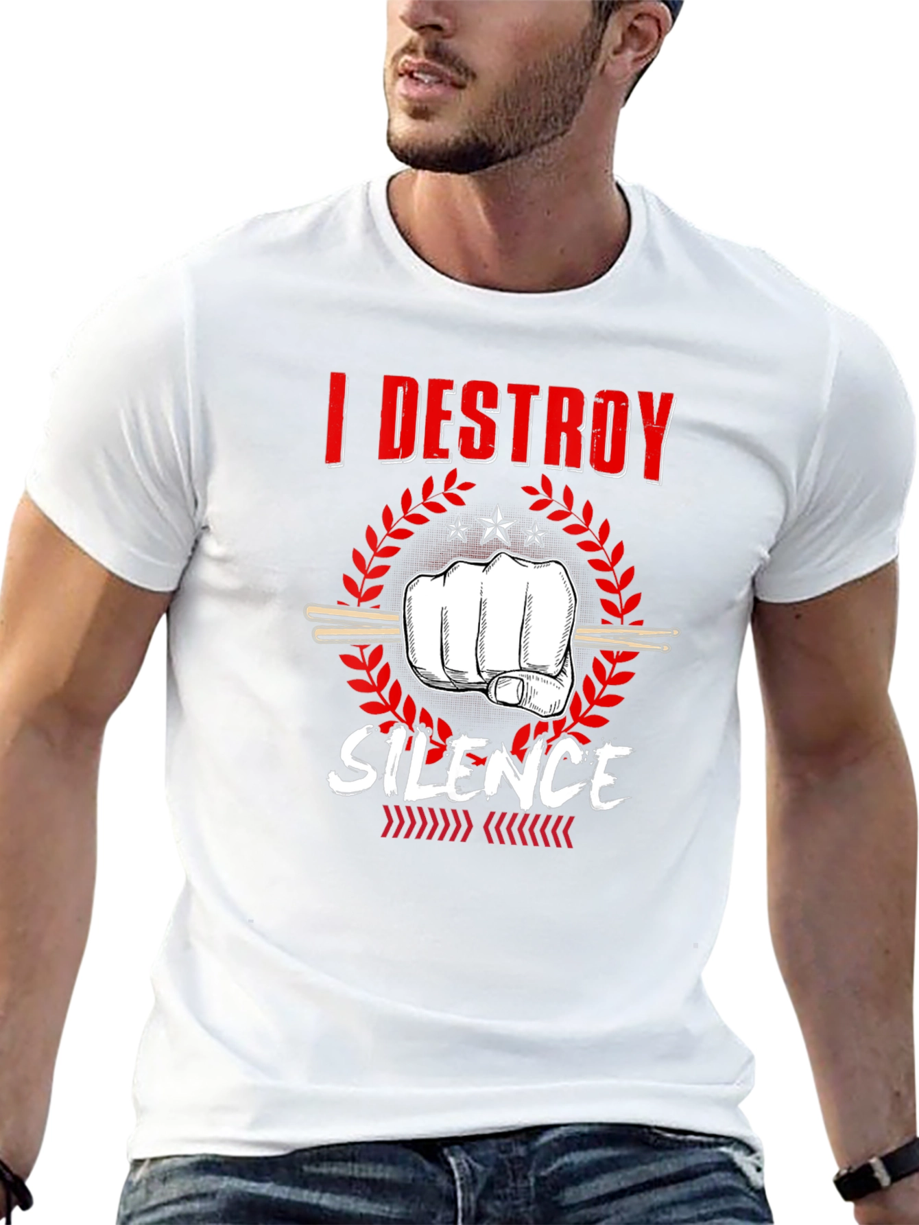 I Destroy Silence Drummer Graphic T-Shirt