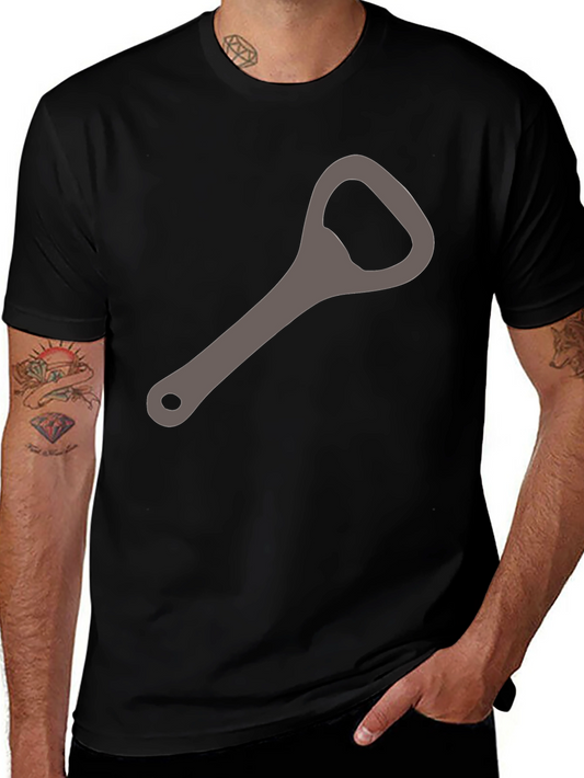 Bottle Opener Graphic Tee - Casual Black Shirt