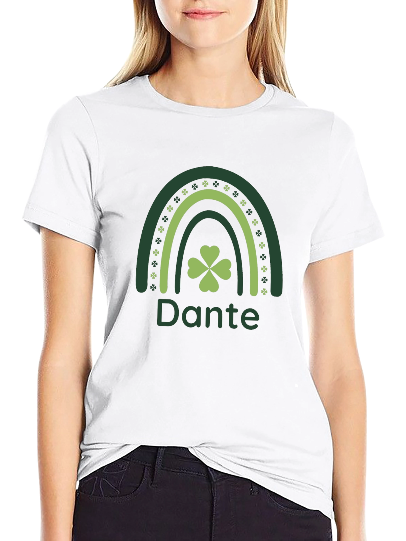 St. Patricks Day Dante Rainbow Clover T-Shirt