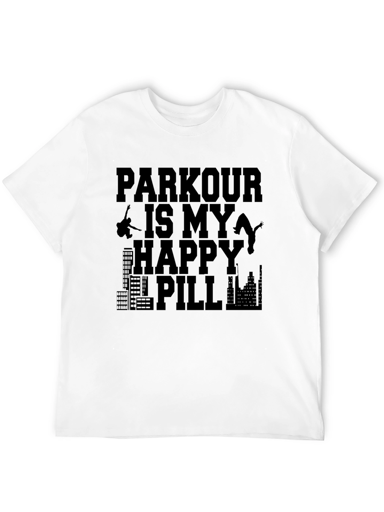 Parkour Happy Pill Graphic Tee - Black Cotton T-Shirt