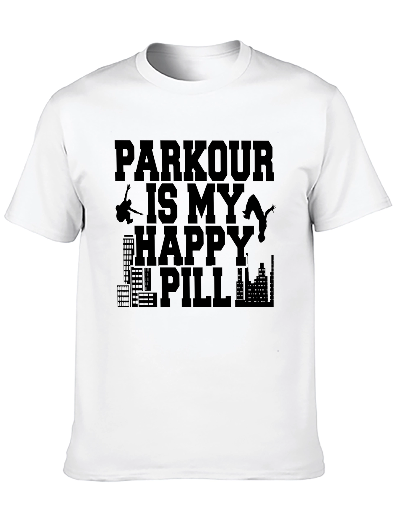 Parkour Happy Pill Graphic Tee - Black Cotton T-Shirt